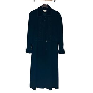 VTG Lorovi Black Wool Blend Opera Coat Velvet Cuff & Collar Cape Top Size 10